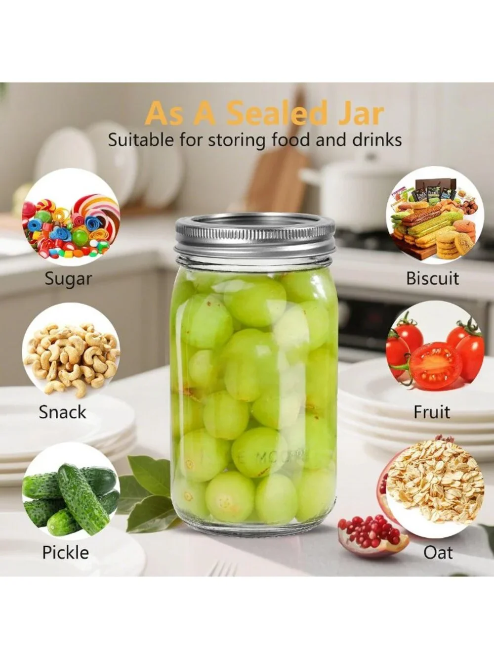 4-Pack Vintage Mason Jars 32oz with Bamboo Lids | Wide Mouth Glass Cups for Iced